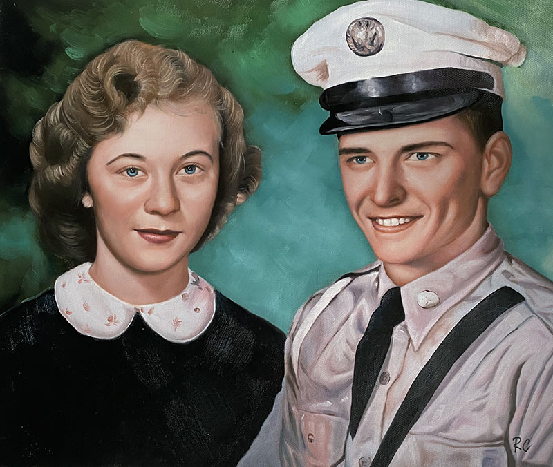 Custom vintage oil painting of a couple