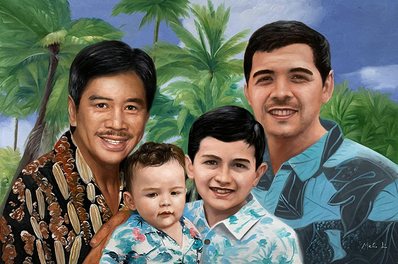 Custom handmade family portrait in acrylic