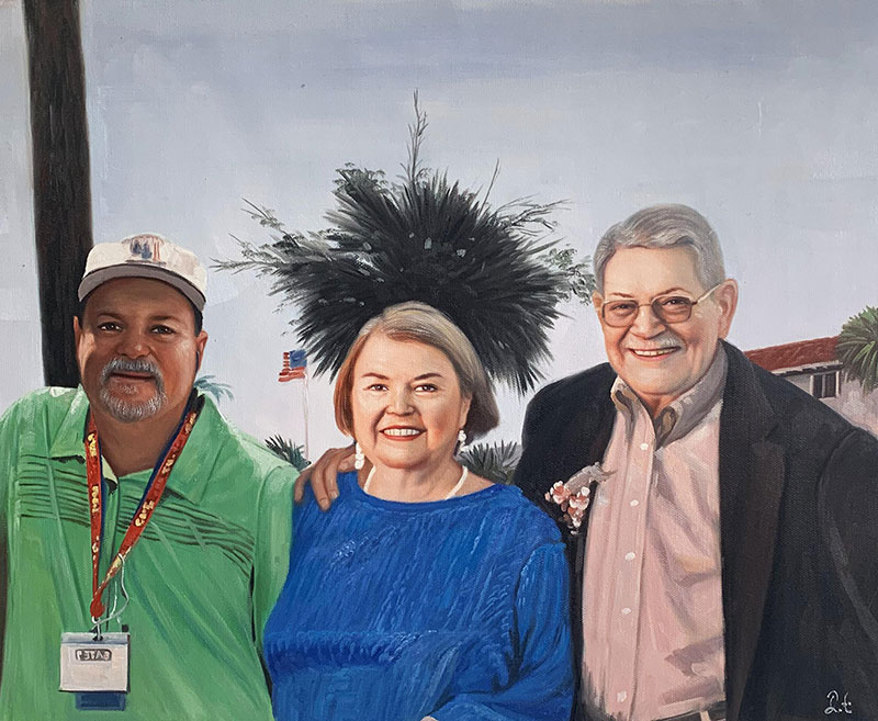 Custom acrylic painting of a family