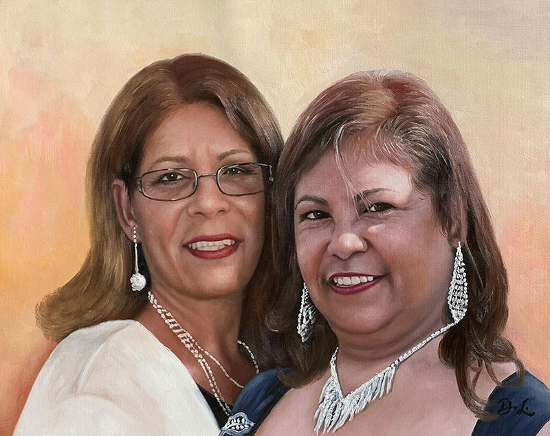 Custom oil painting of two ladies