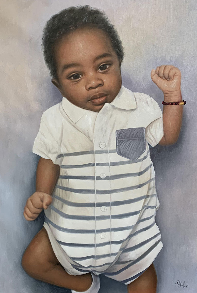 Custom handmade oil portrait of a baby