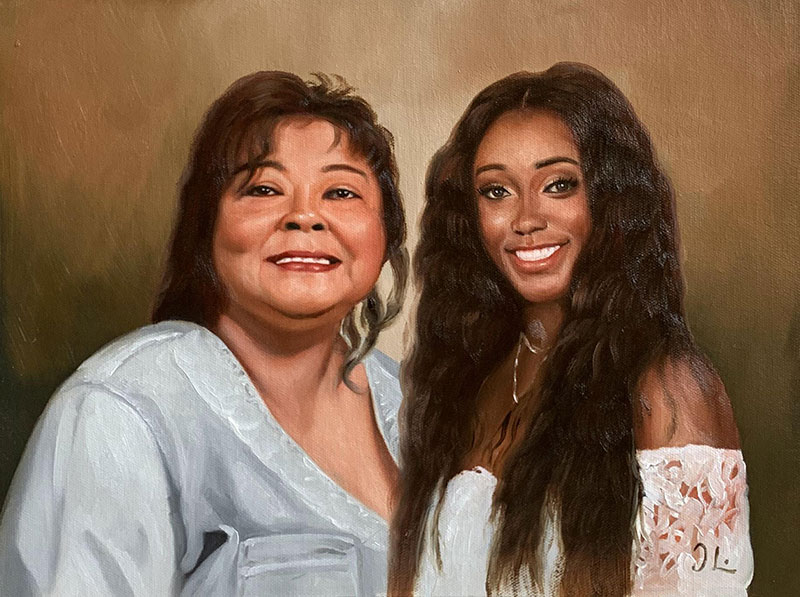 Gorgeous oil painting of two ladies