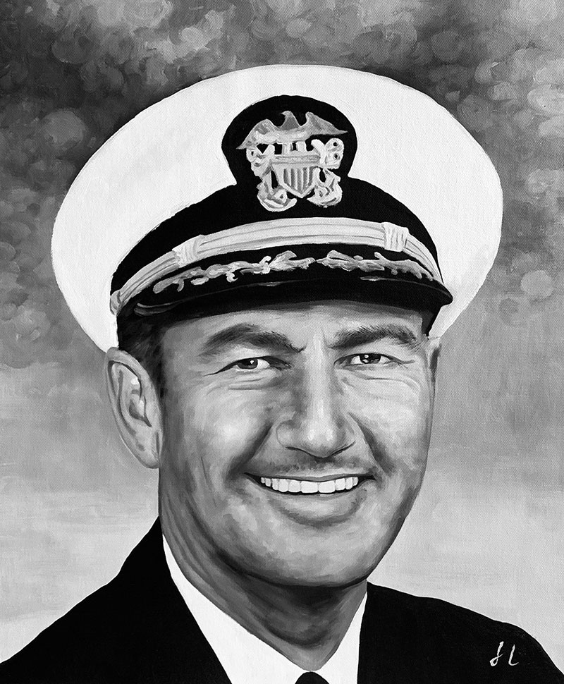 Custom handmade oil portrait of a man in an uniform