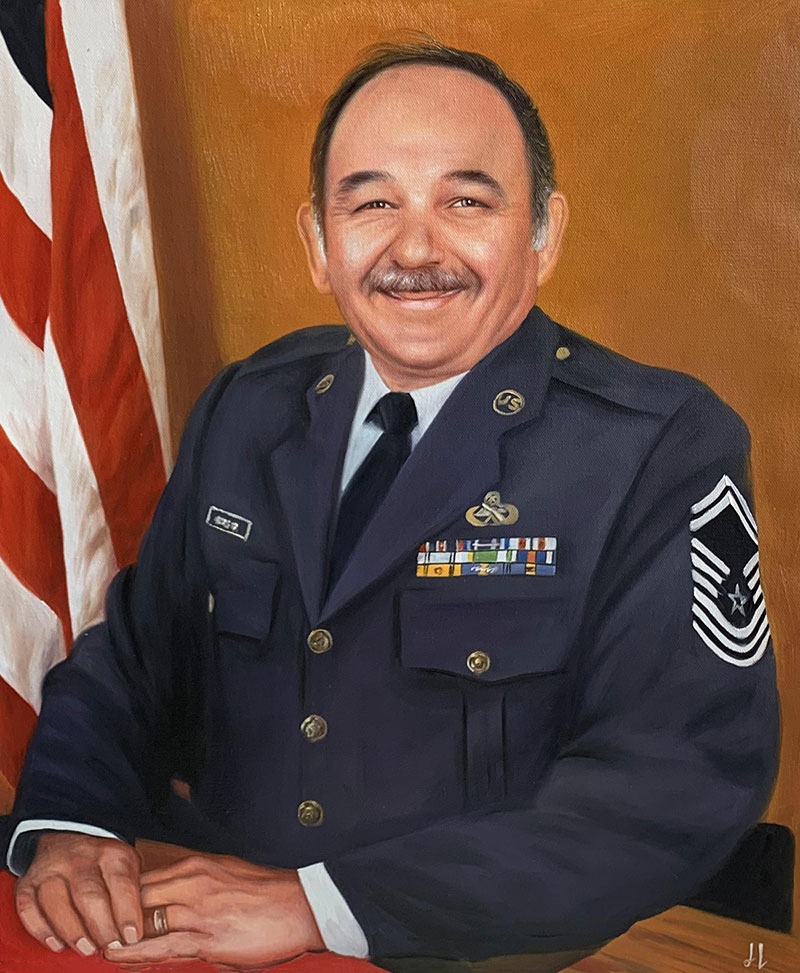Custom handmade oil portrait of a man in an uniform