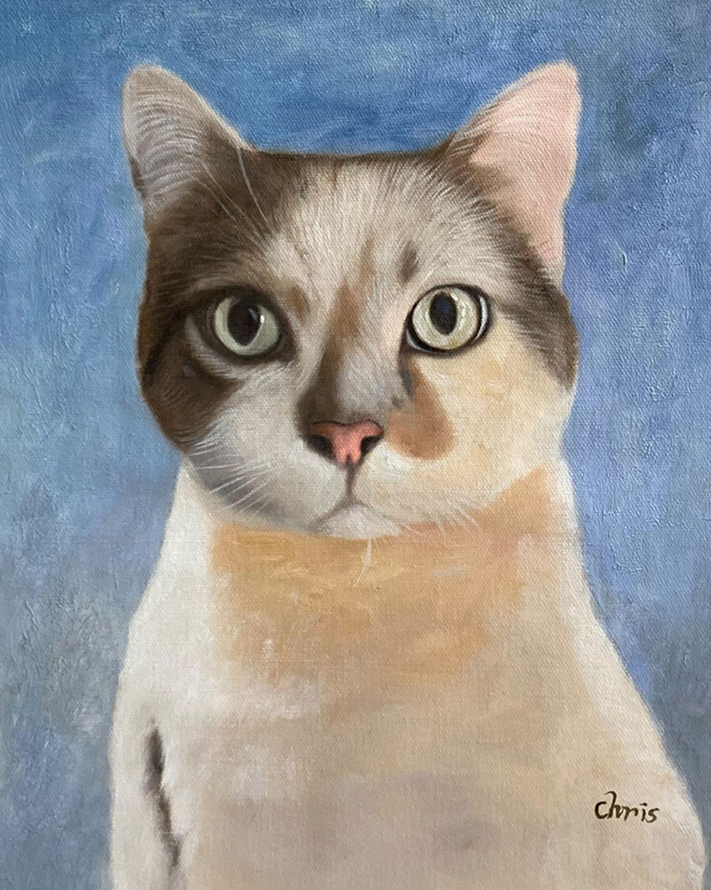 Custom handmade arylic painting of a cat