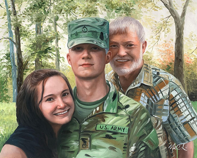 Custom oil painting of a family