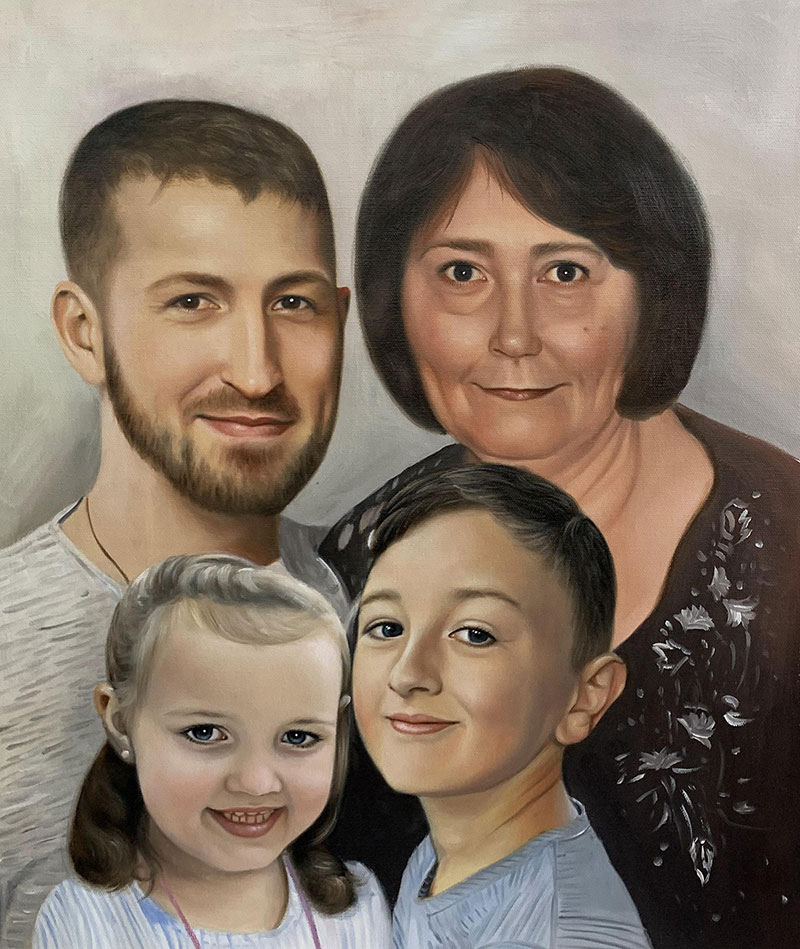 Beautiful oil artwork of a family