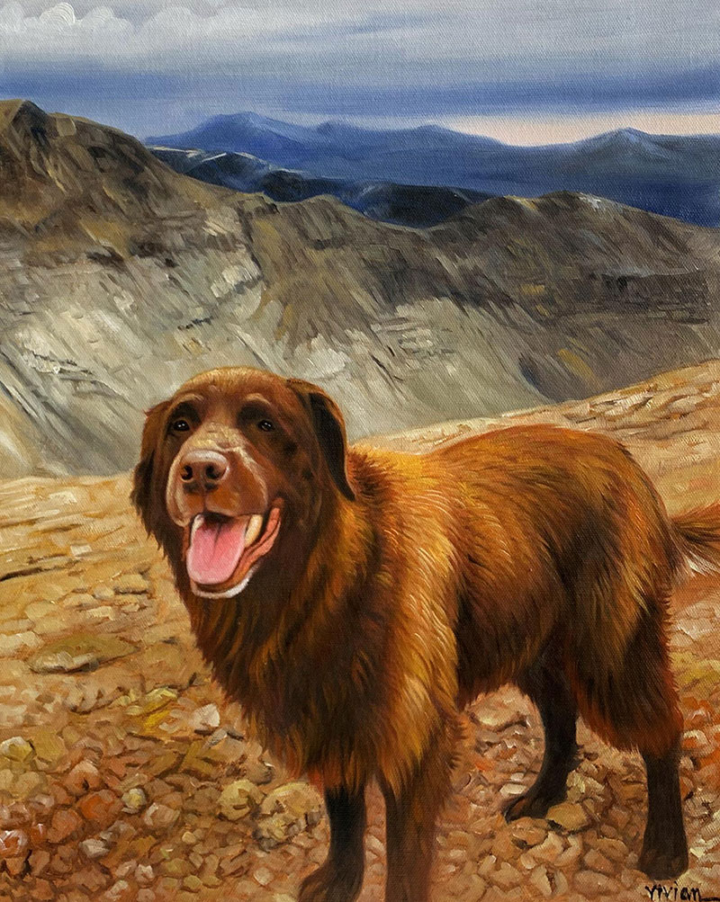 Custom oil artwork of a dog