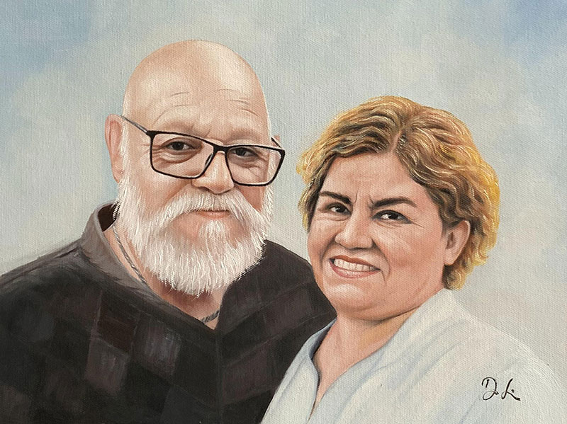 Beautiful oil painting of two adults 