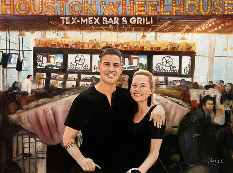 Beautiful handmade oil painting of a couple