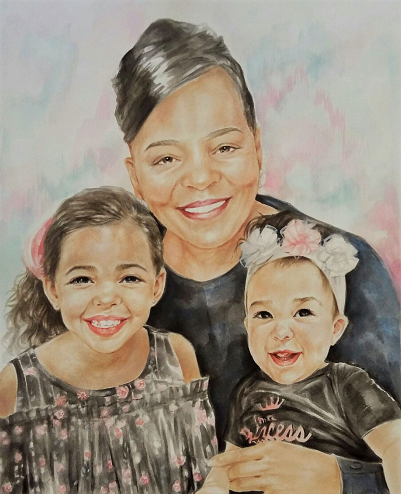 Gorgeous watercolor painting of a family
