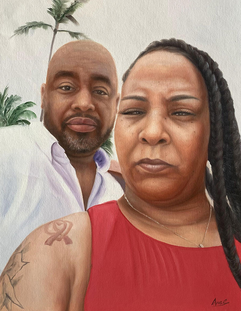 Gorgeous acrylic painting of a loving couple