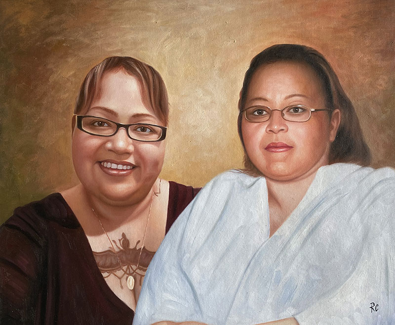 Custom oil painting of two adults