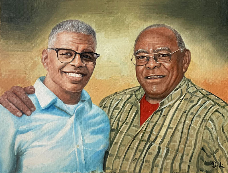 Custom handmade painting of two adults in oil