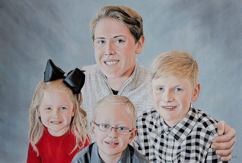 Gorgeous oil painting of four children