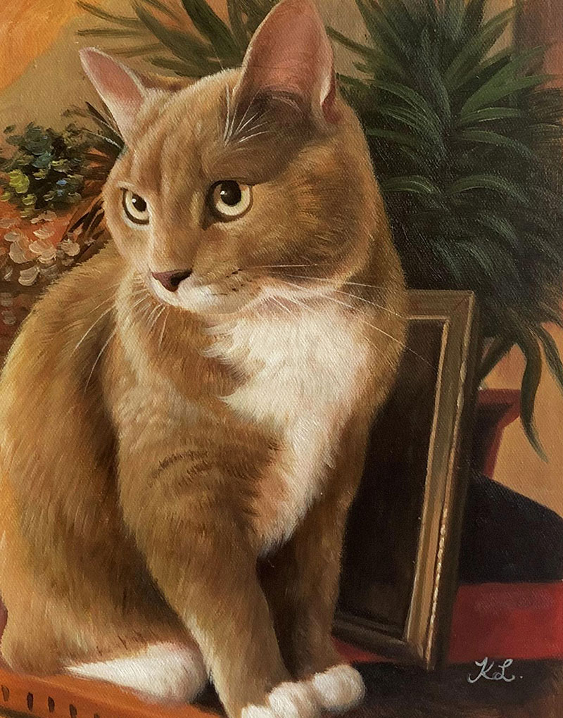 Custom handmade oil artwork of a cat