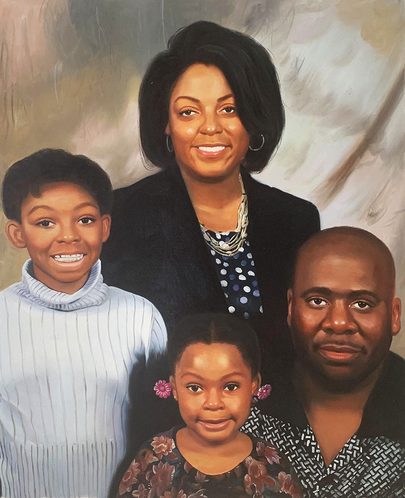Beautiful family portrait on canvas