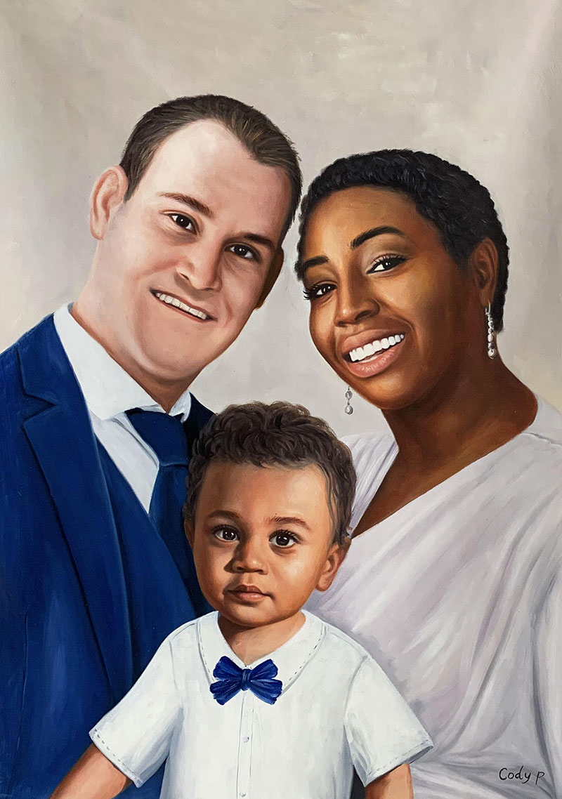 Gorgeous oil artwork of a family