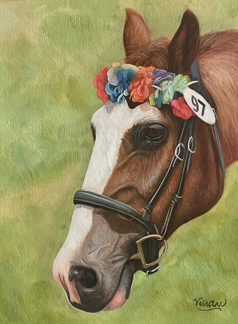 Beautiful handmade oil artwork of a horse
