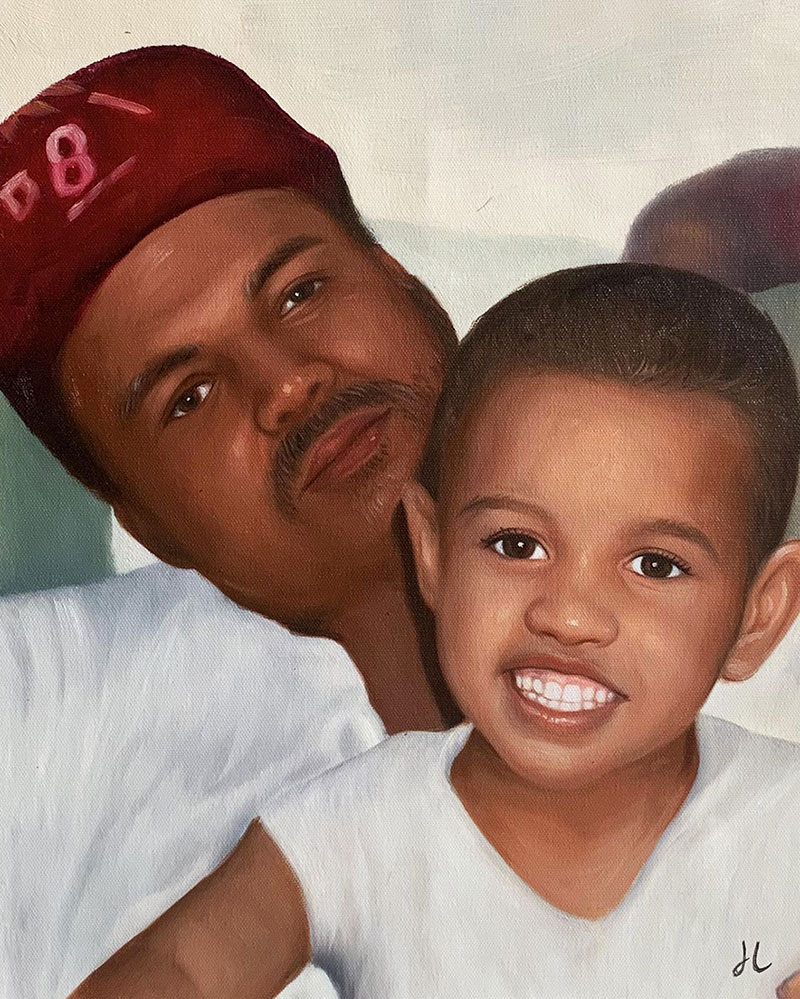 Painting of a man and young boy.