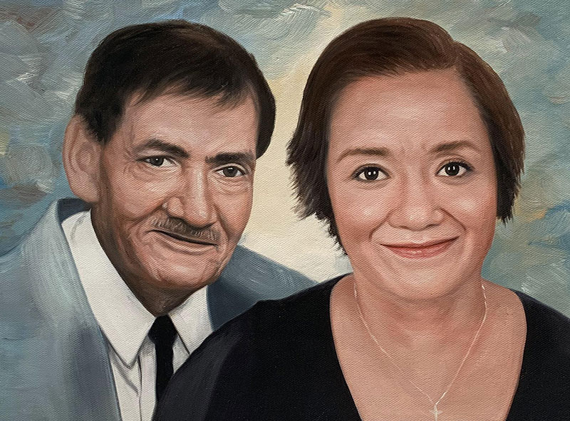 Custom oil painting of a two adults