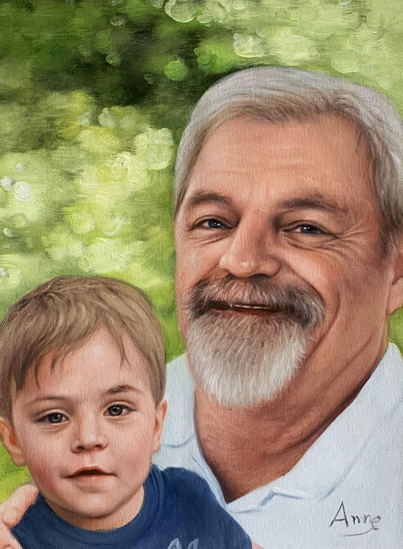 Painting of a grandfather and grandson.