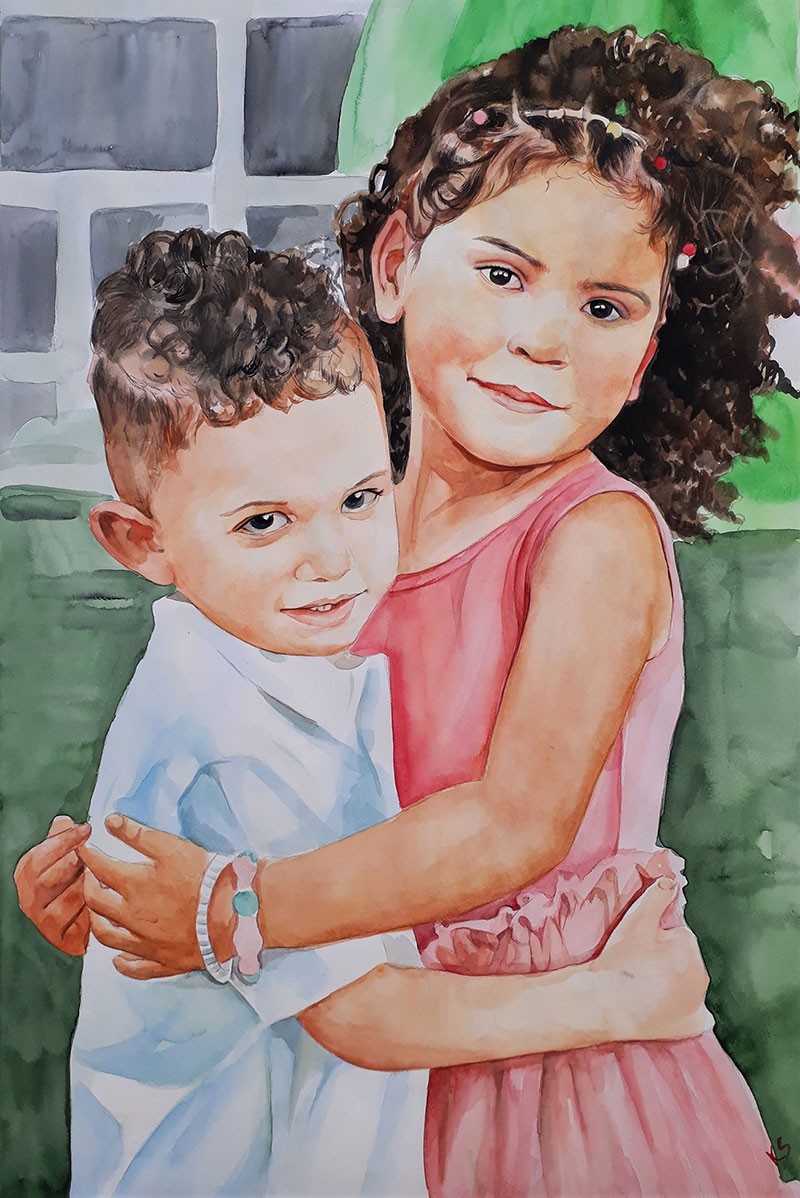 Retratos a Acuarela de Niños  Retratos de Niños a Acuarela