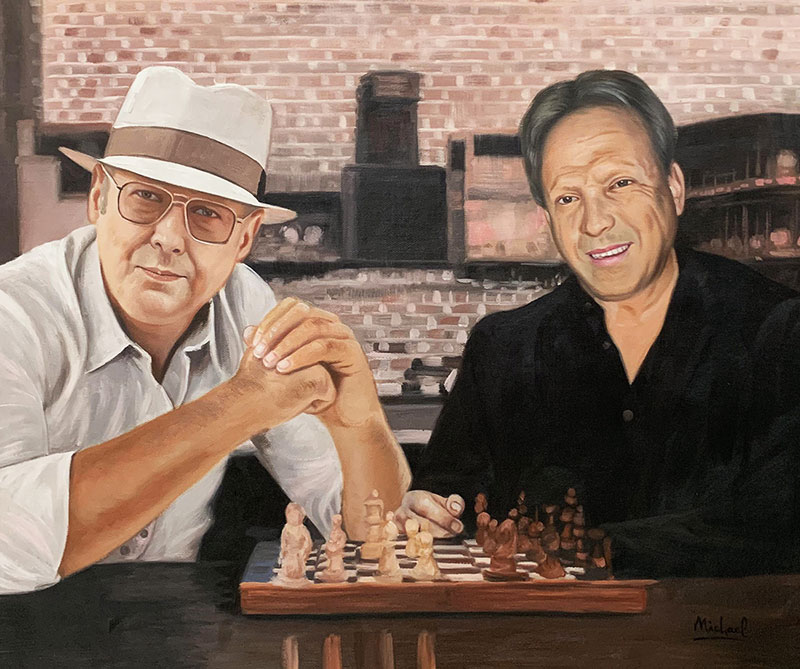 Personalized handmade oil painting of two men