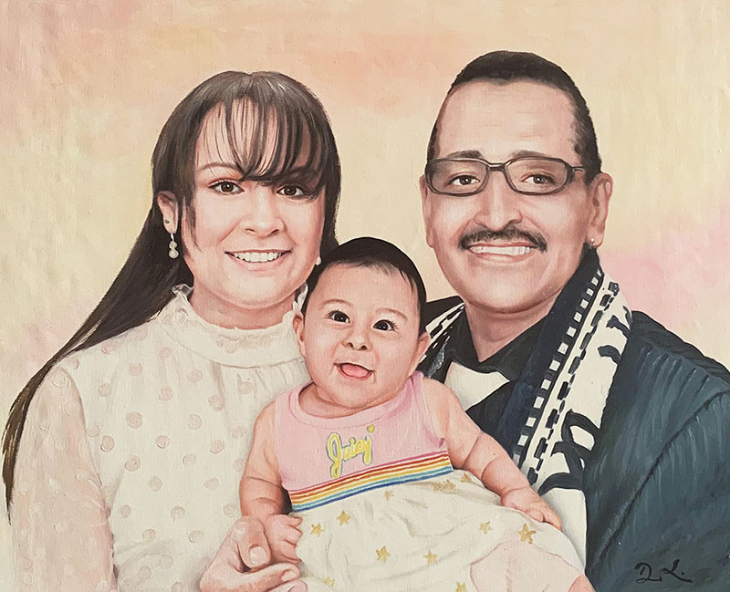 Gorgeous handmade oil family portrait