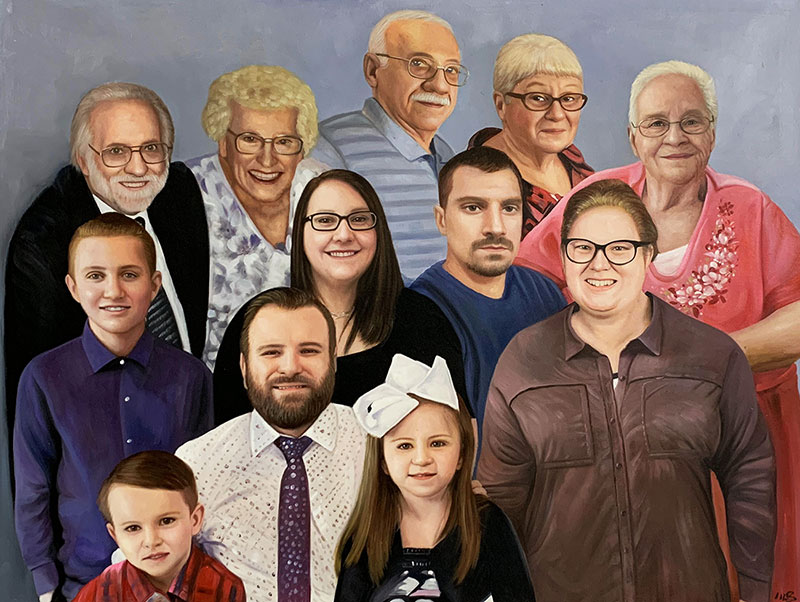 Beautiful handmade oil family portrait