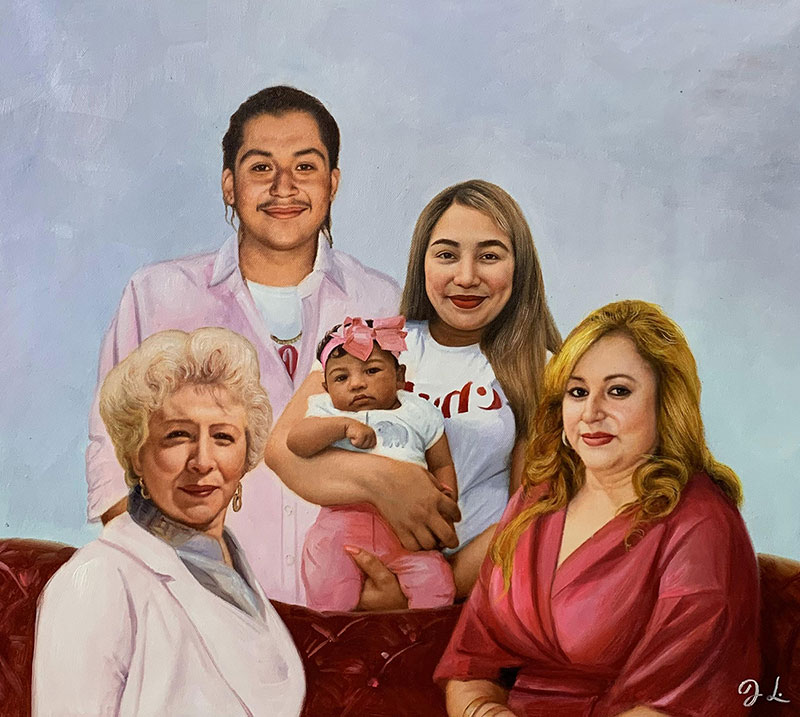 Custom acryli painting of a happy family