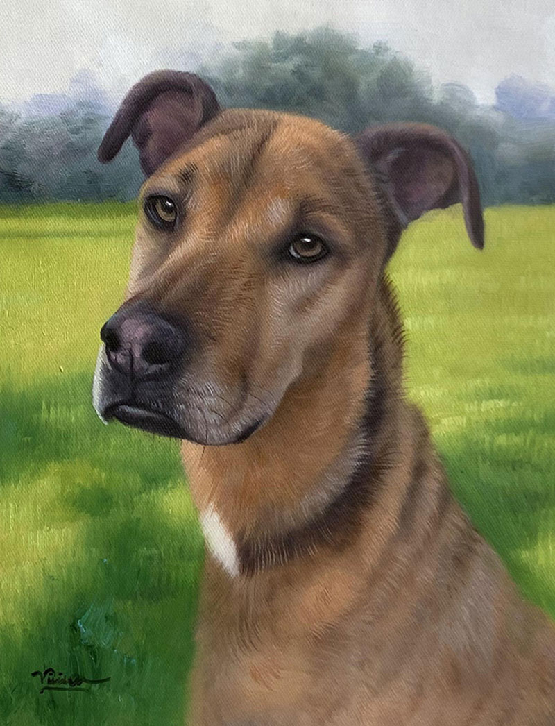 Custom oil painting of a dog