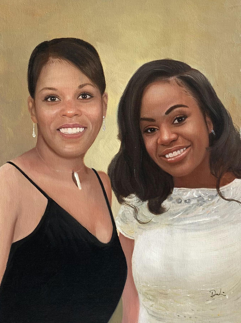 Beautiful oil painting of two adults
