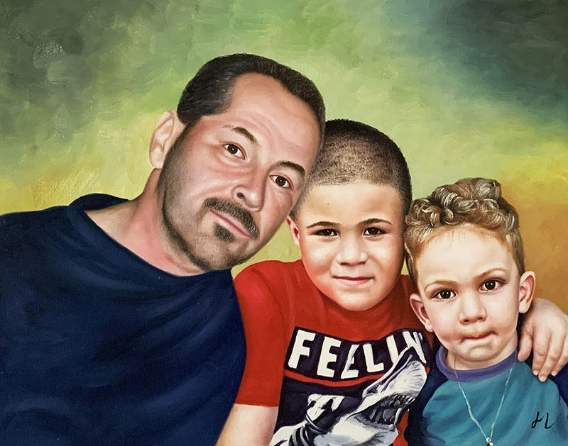 Custom oil artwork of a family 