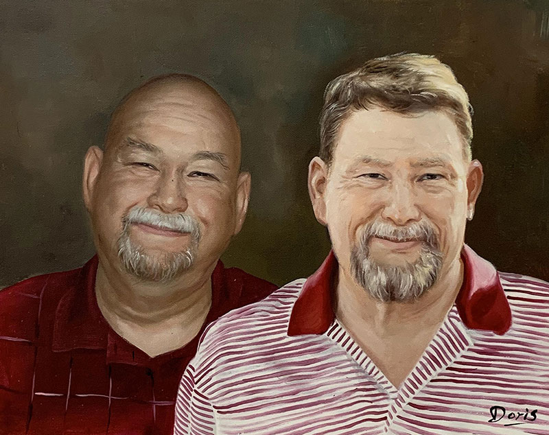 Custom handmade oil painting of two men