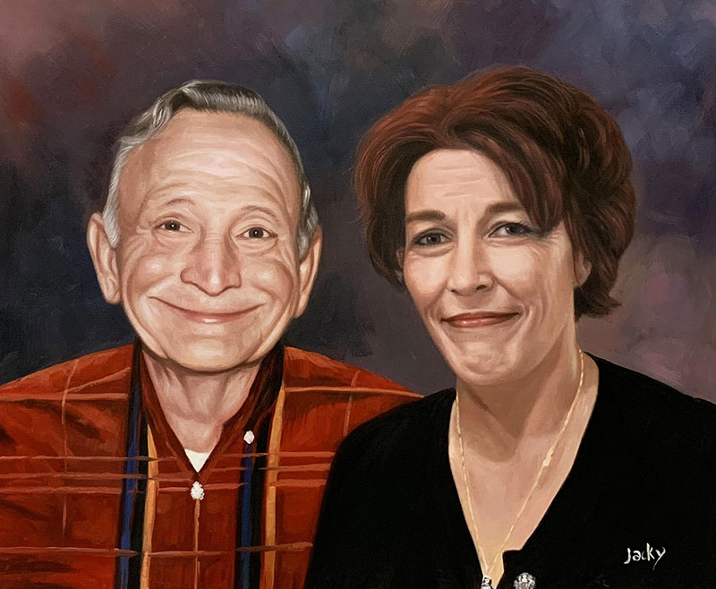Custom handmade oil painting of a loving couple