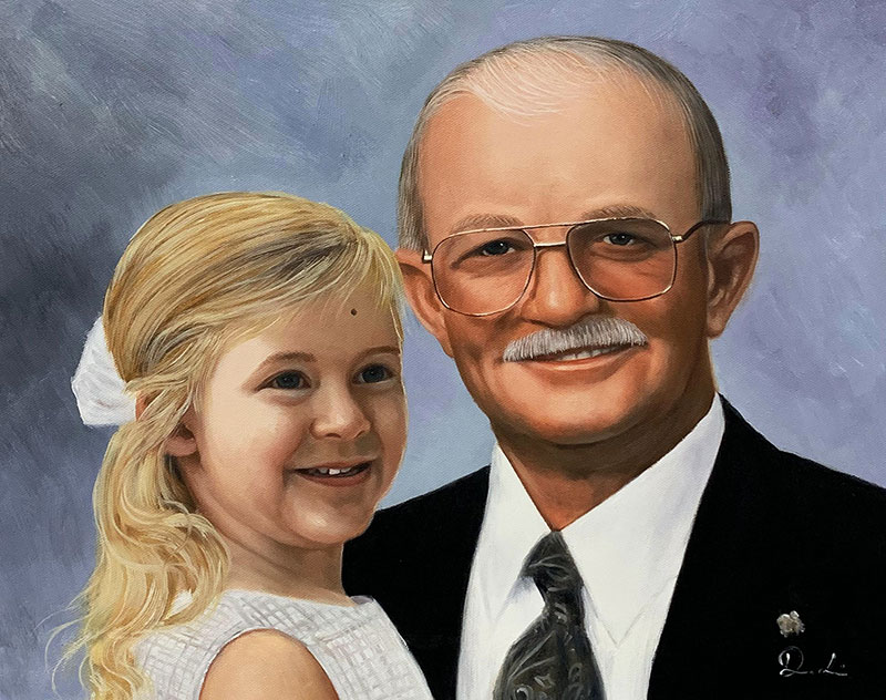 Painted portrait of a man and a young girl.