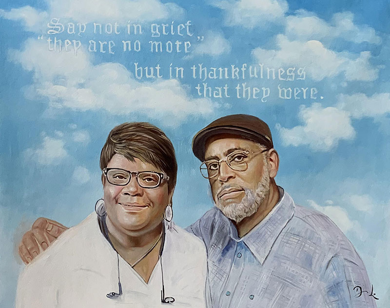 Beautiful acrylic memorial portrait of a couple