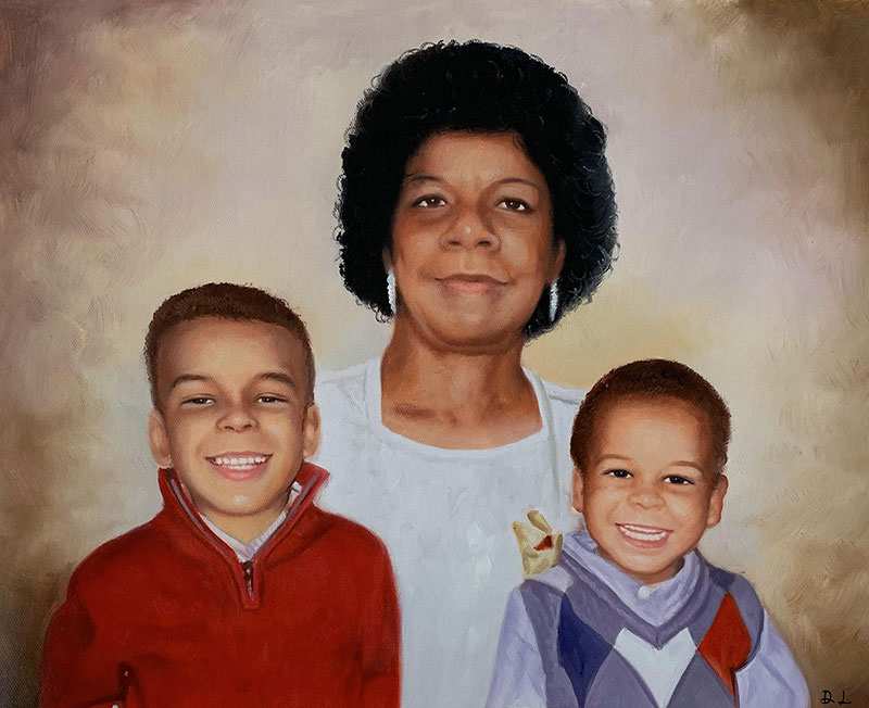 Beautiful oil painting of a family