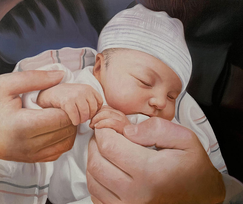 Gorgeous oil painting of a baby