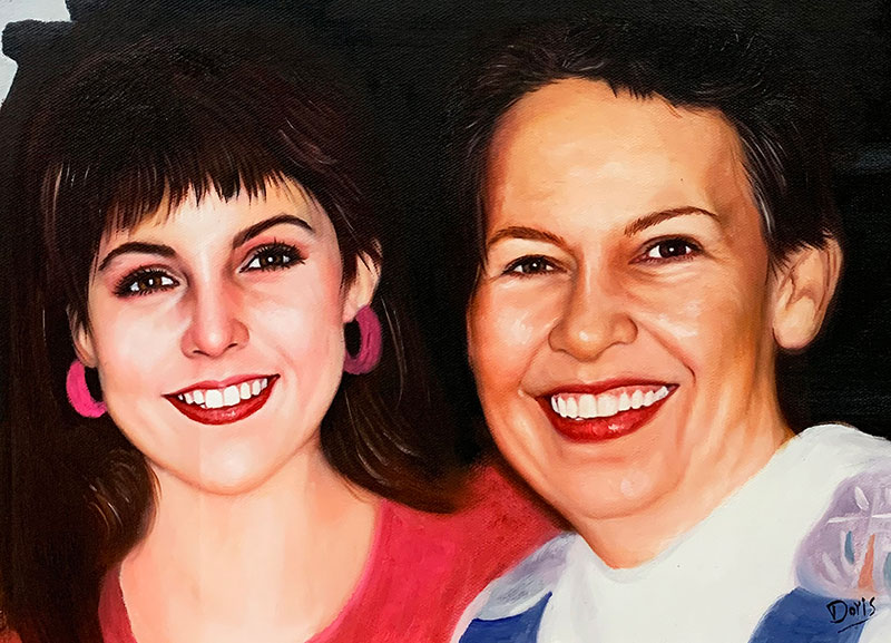 Custom oil painting of two adults