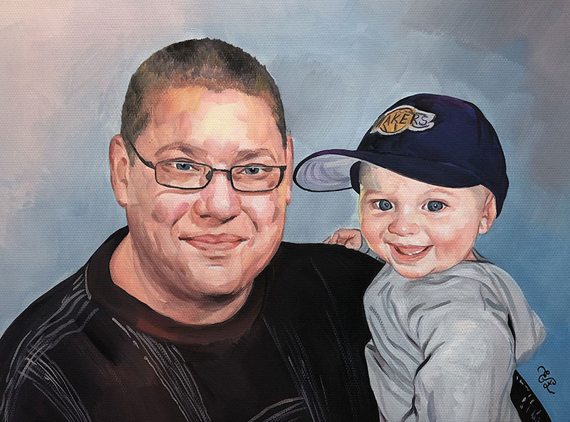 Beautiful pastel artwork of a father and a son