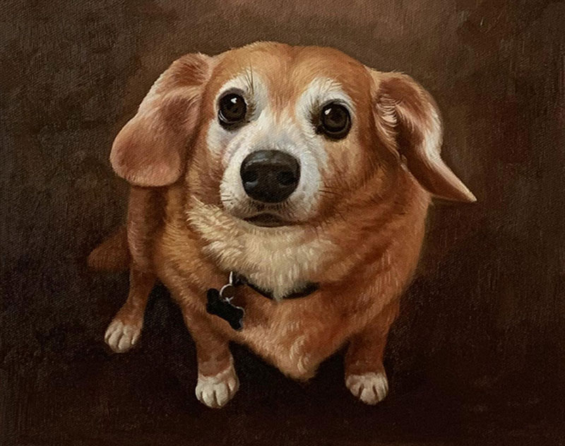 Beautiful acrylic painting of a dog