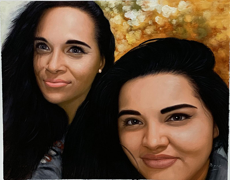 Personalized oil painting of two adults