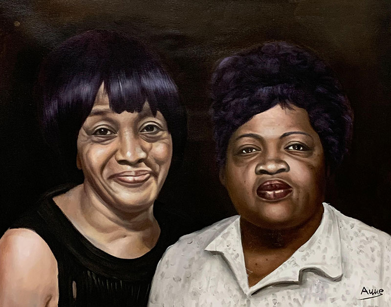 Beautiful handmade oil artwork of two women