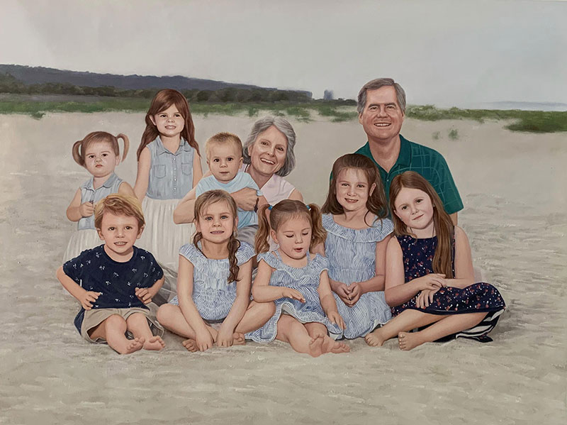 Personalized oil painting of ten people