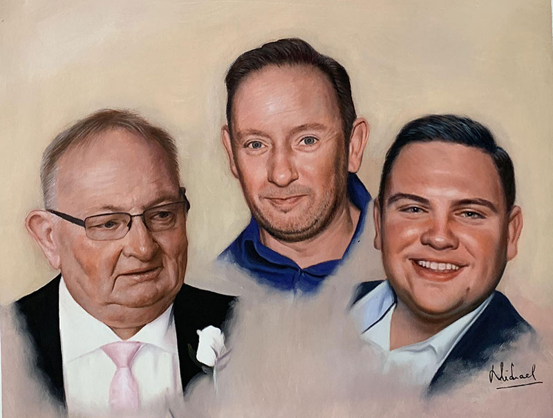 Personalized oil painting of the three men