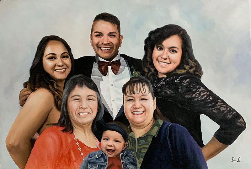 Gorgeous acrylic portrait of a happy family