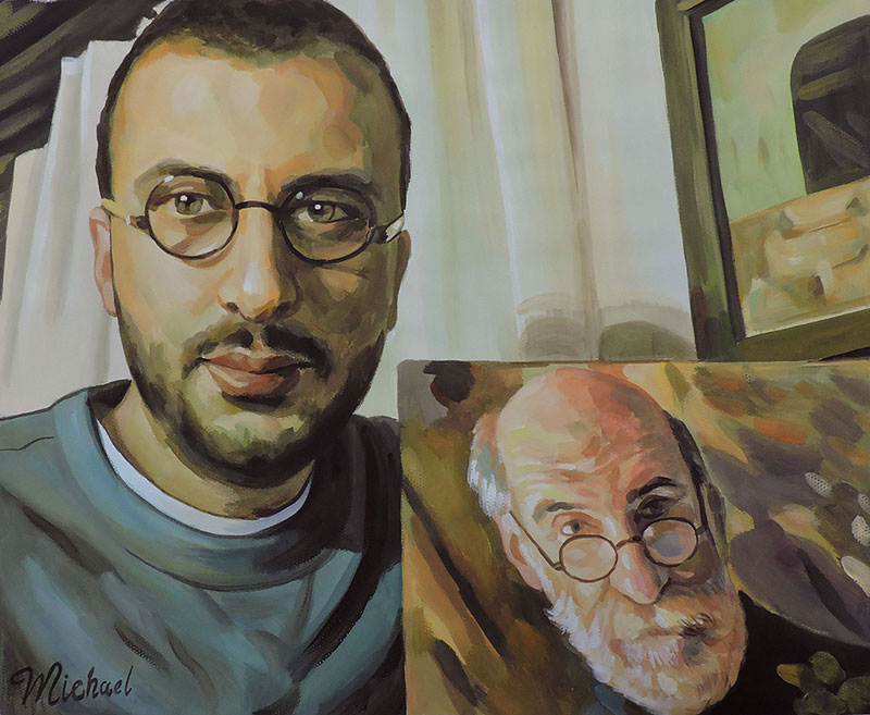 portrait painting created from a photograph in pastel