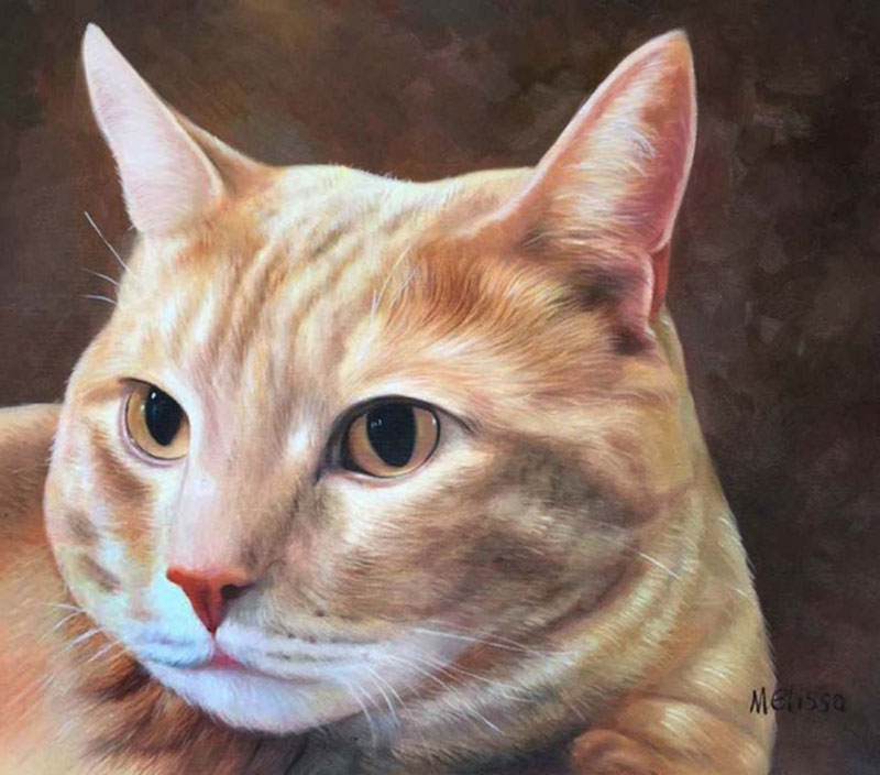 oil painting of orange cat from picture